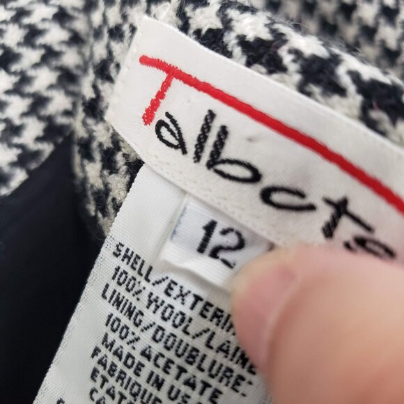 Talbots Faux Wrap Midi Skirt 100% Wool Houndstooth Lined Classic Womens Size 12 - Picture 5 of 9